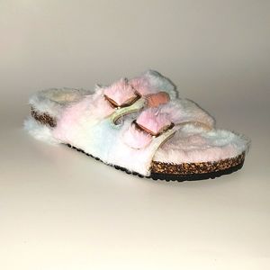Platform Faux Fur Slipper Sandals